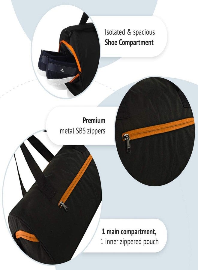 Rainox Gym Duffel Bag | Shoulder Gym Bags | Sports and Travel Bag Zipper Bags for Multipurpose with Side & Middle Pockets for Men, Women (Orange) - Image 4